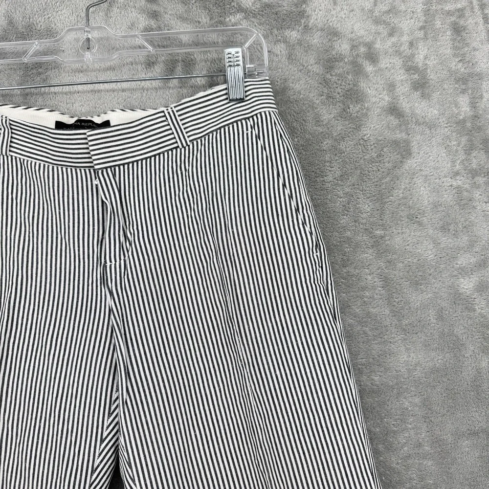 Banana Republic Pants Womens 2 Logan Striped Linen Blend Nautical Pockets Preppy
